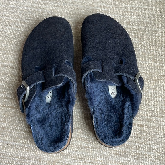COPY - Birkenstock Boston shearling suede navy size 37 narrow - Picture 2 of 6